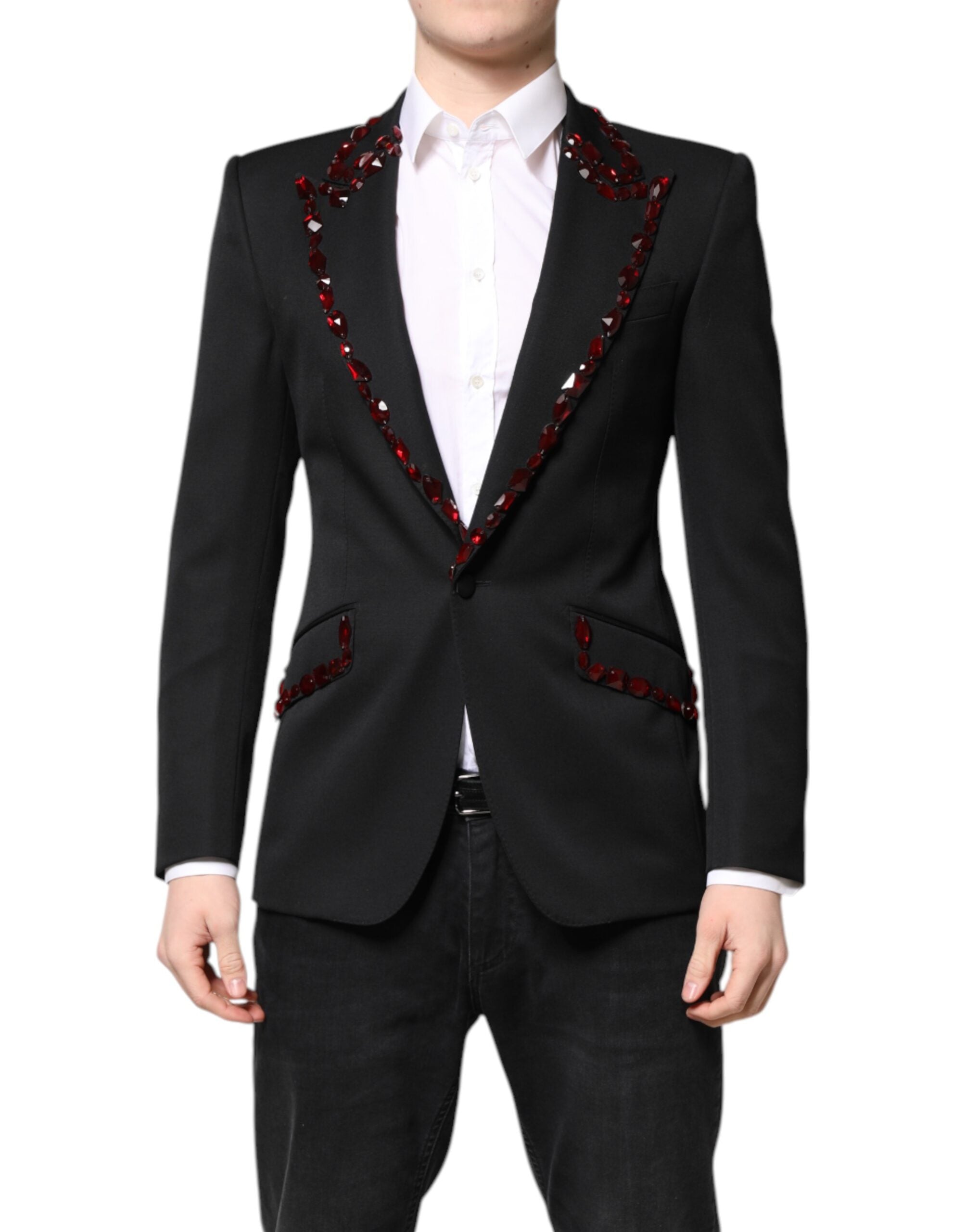 Dolce &amp; Gabbana Black SICILIA CrystalEmbellished Coat Blazer