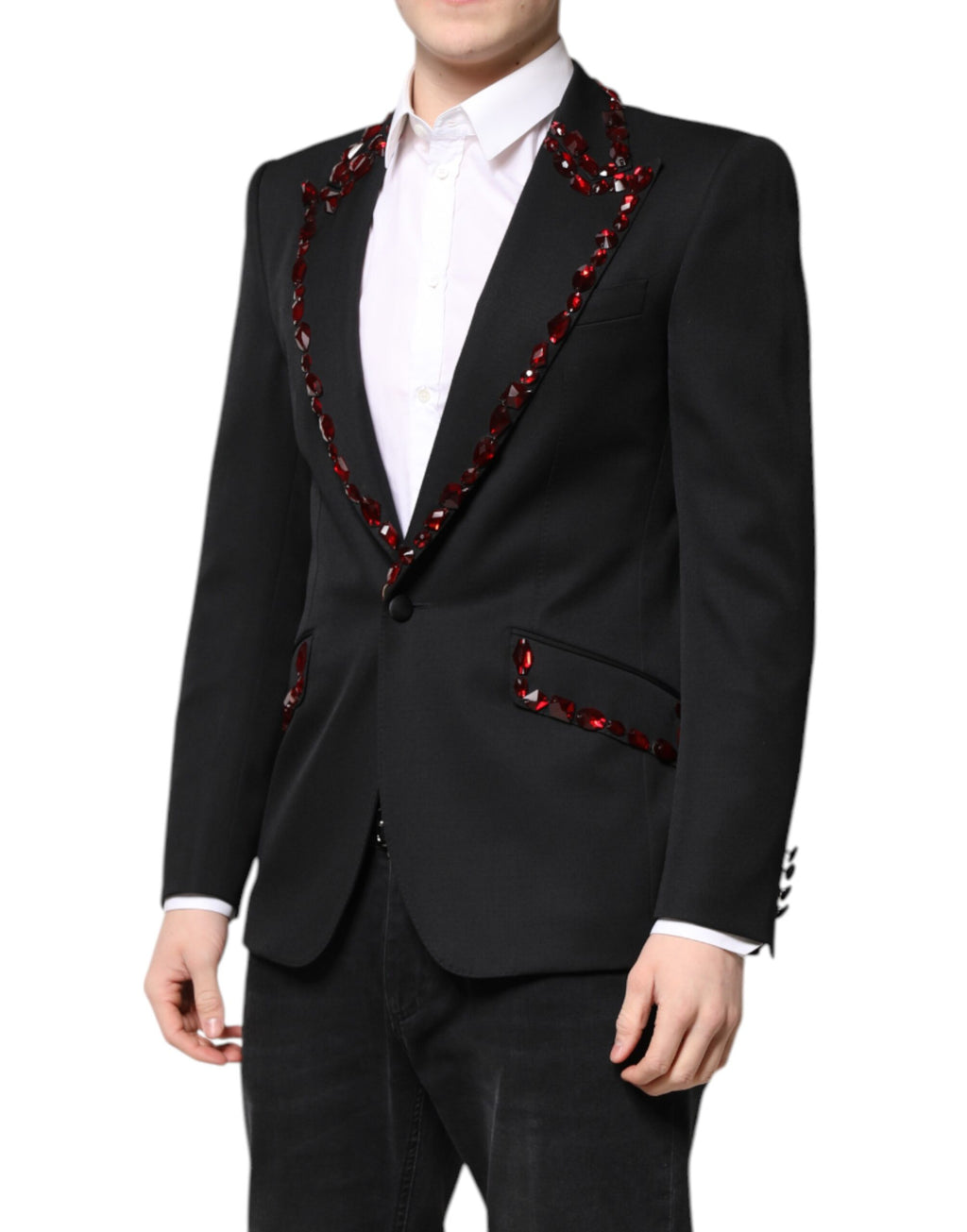 Dolce &amp; Gabbana Black SICILIA CrystalEmbellished Coat Blazer