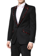 Dolce &amp; Gabbana Black SICILIA CrystalEmbellished Coat Blazer