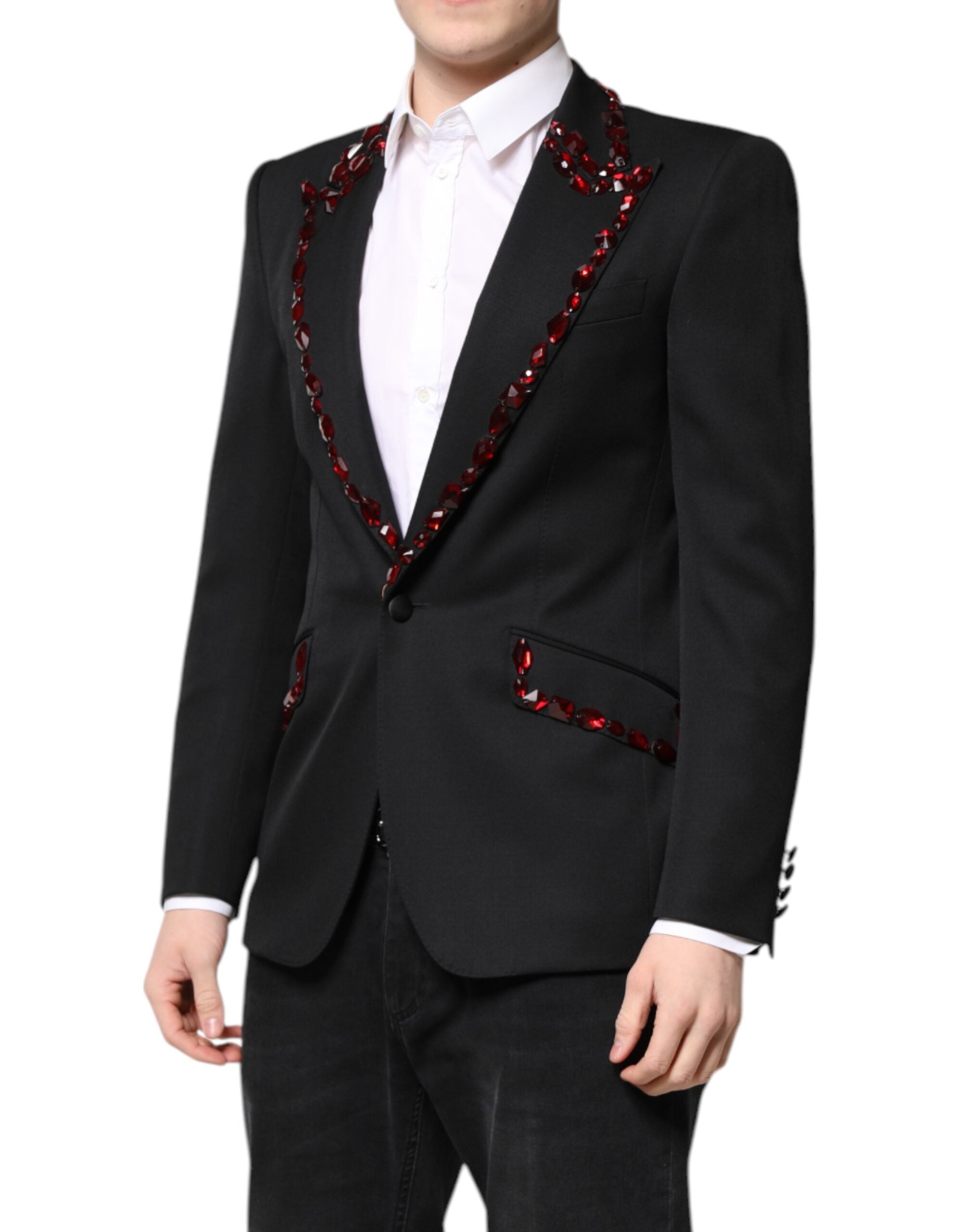 Dolce &amp; Gabbana Black SICILIA CrystalEmbellished Coat Blazer