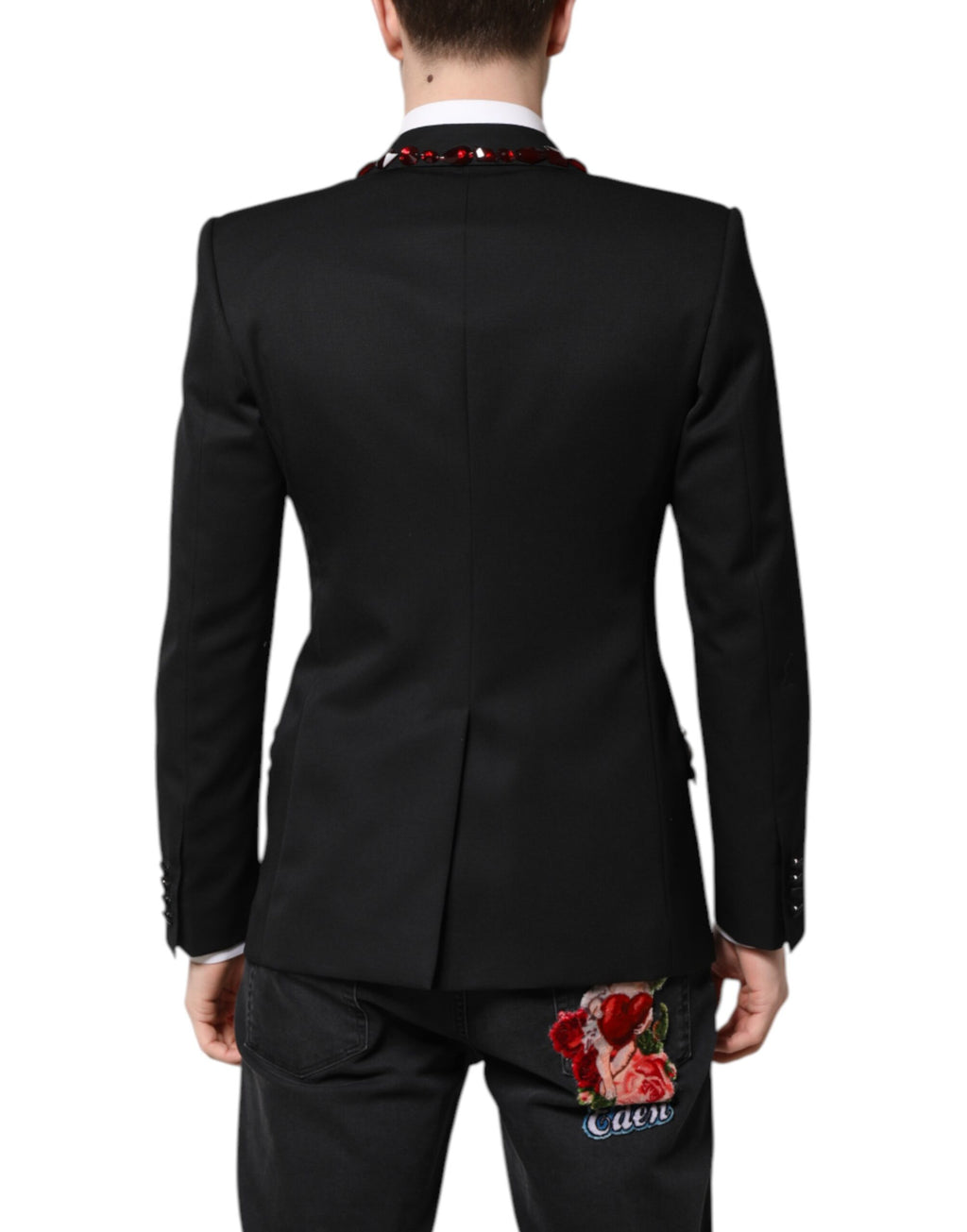 Dolce &amp; Gabbana Black SICILIA CrystalEmbellished Coat Blazer