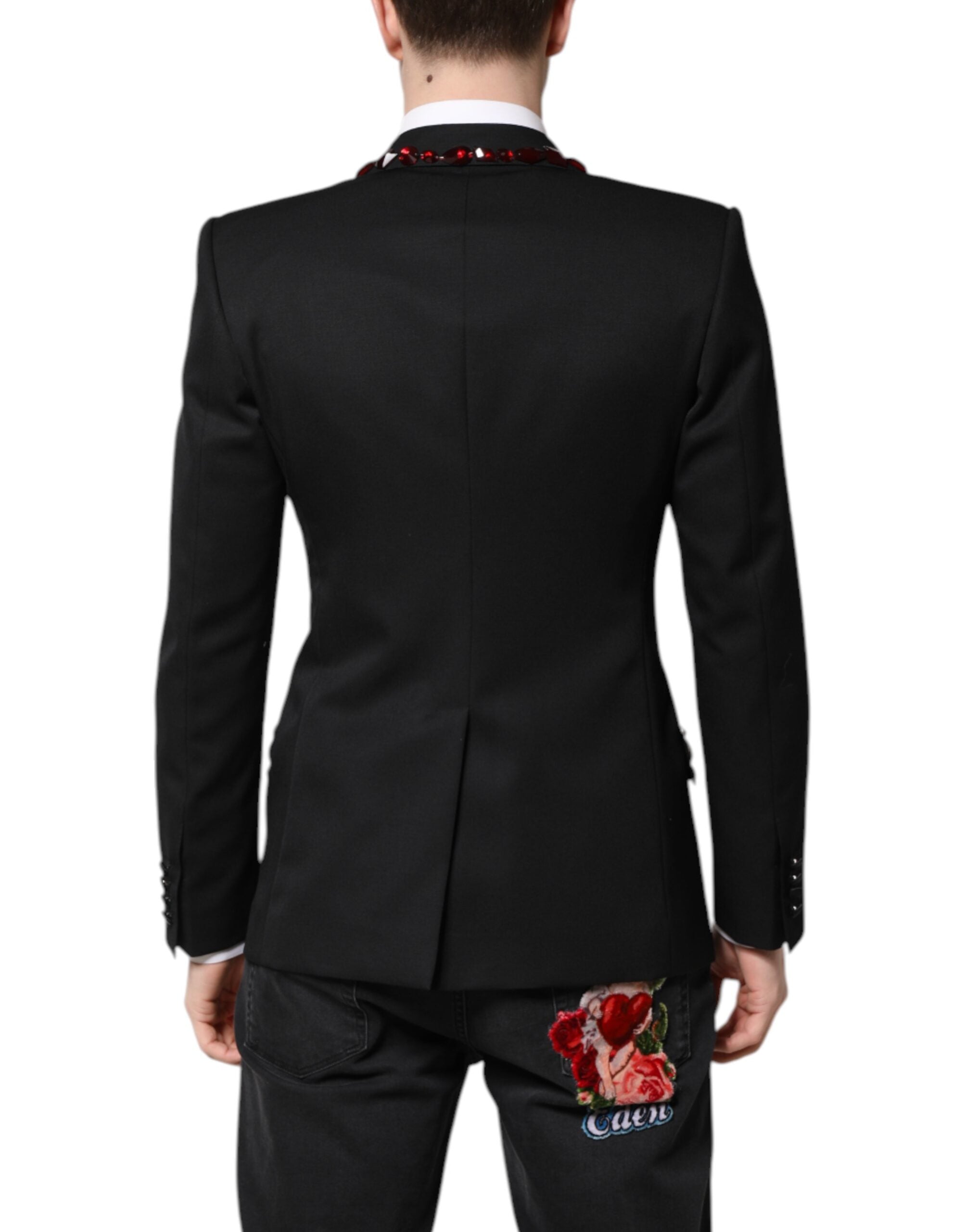 Dolce &amp; Gabbana Black SICILIA CrystalEmbellished Coat Blazer