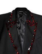 Dolce &amp; Gabbana Black SICILIA CrystalEmbellished Coat Blazer