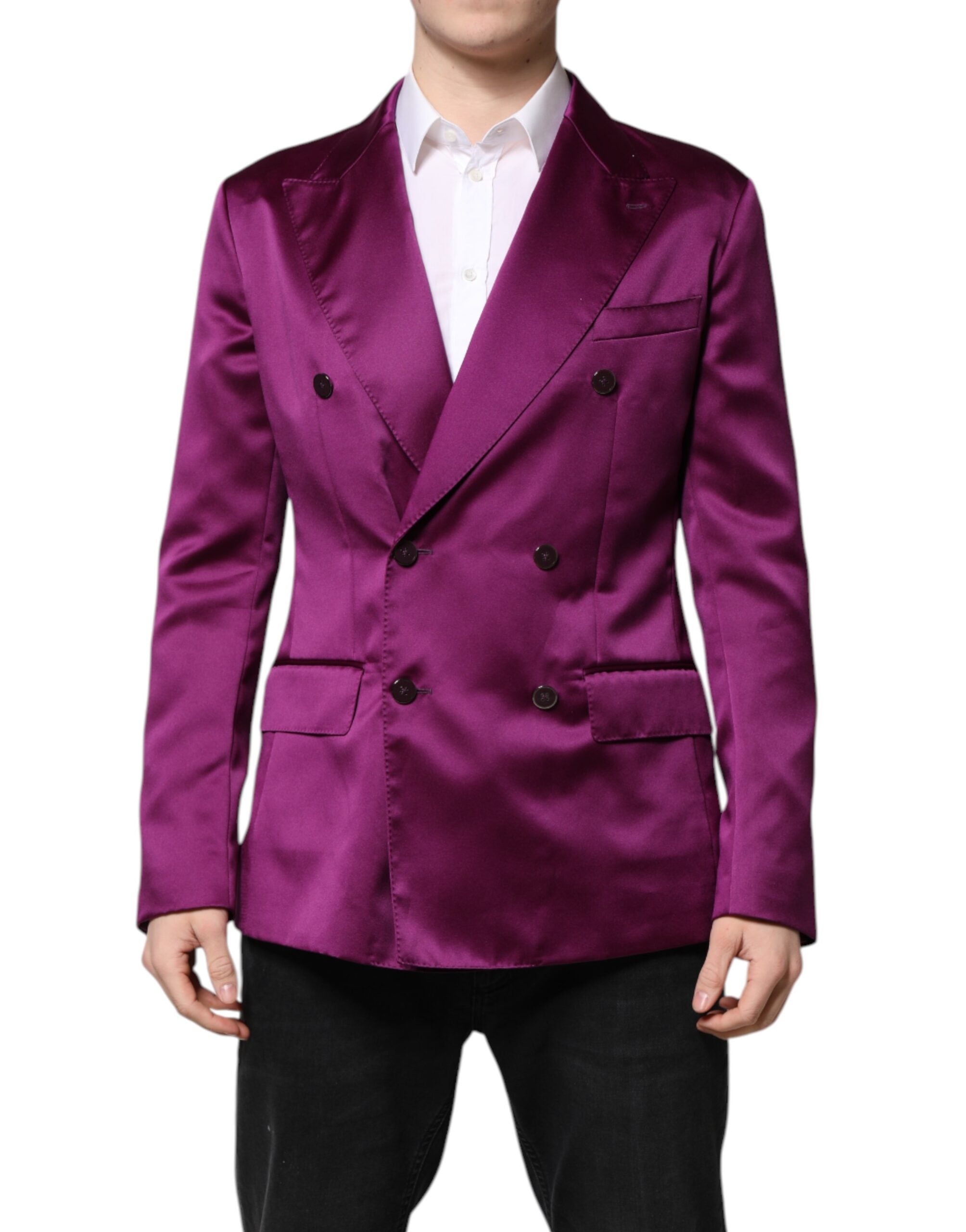Dolce &amp; Gabbana Purple Double Breasted Men Suit Coat Blazer