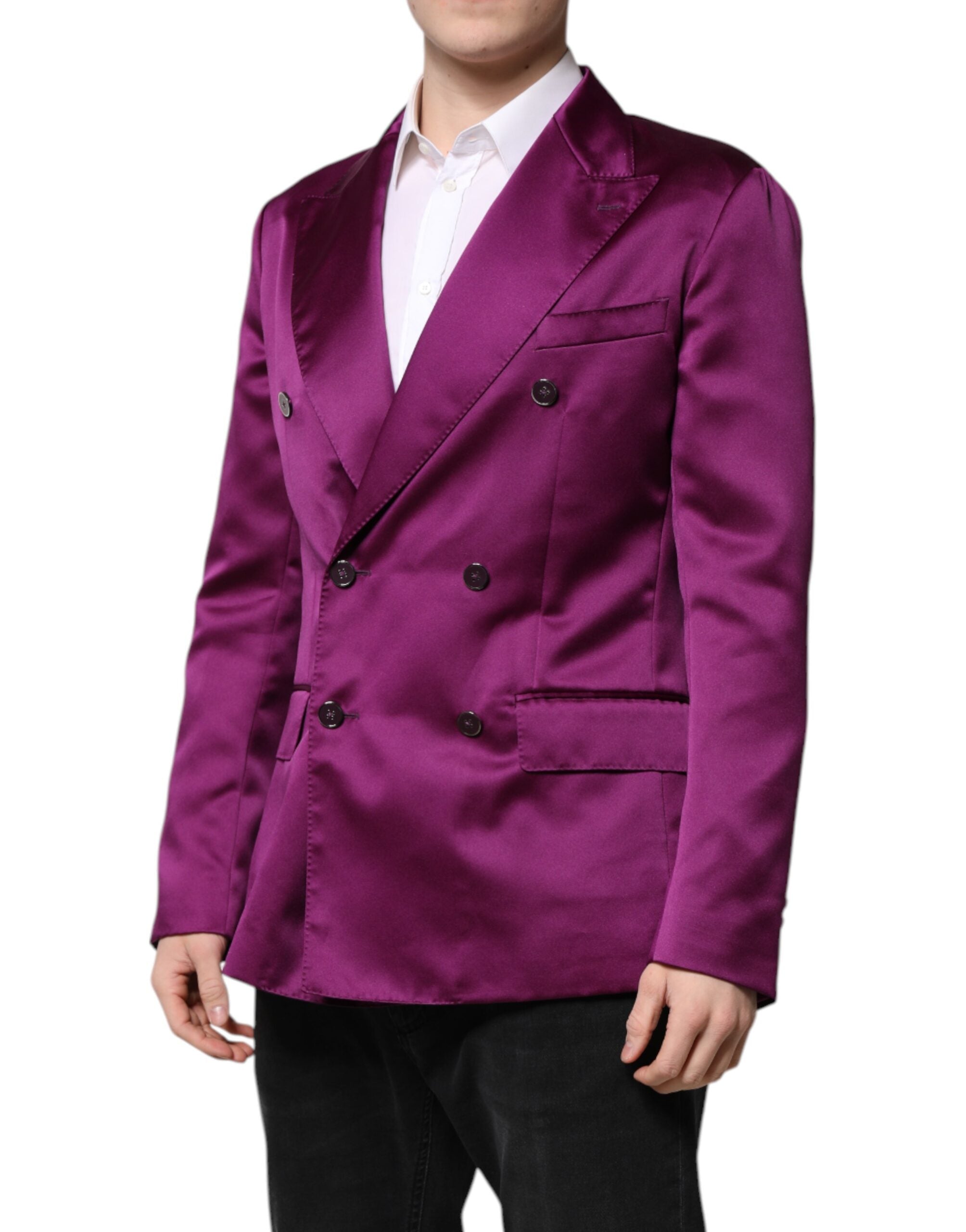 Dolce &amp; Gabbana Purple Double Breasted Men Suit Coat Blazer