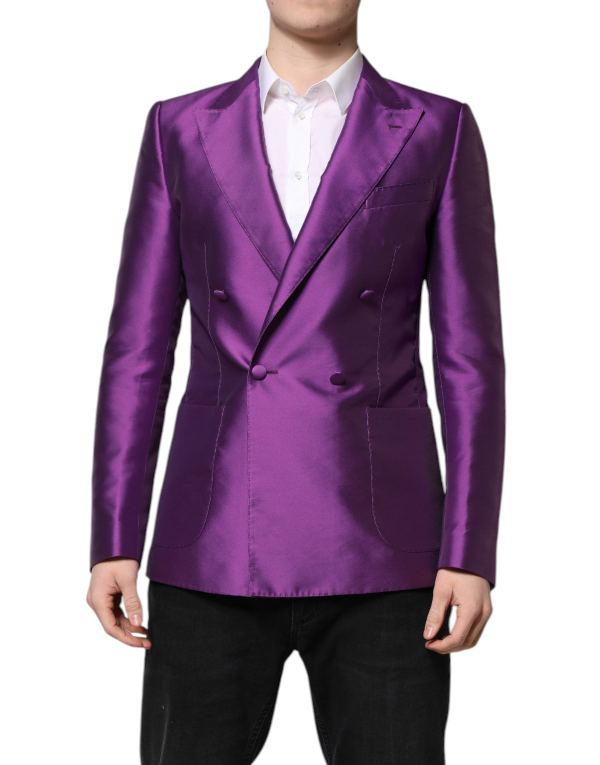 Dolce &amp; Gabbana Purple Double Breasted Men Suit Coat Blazer
