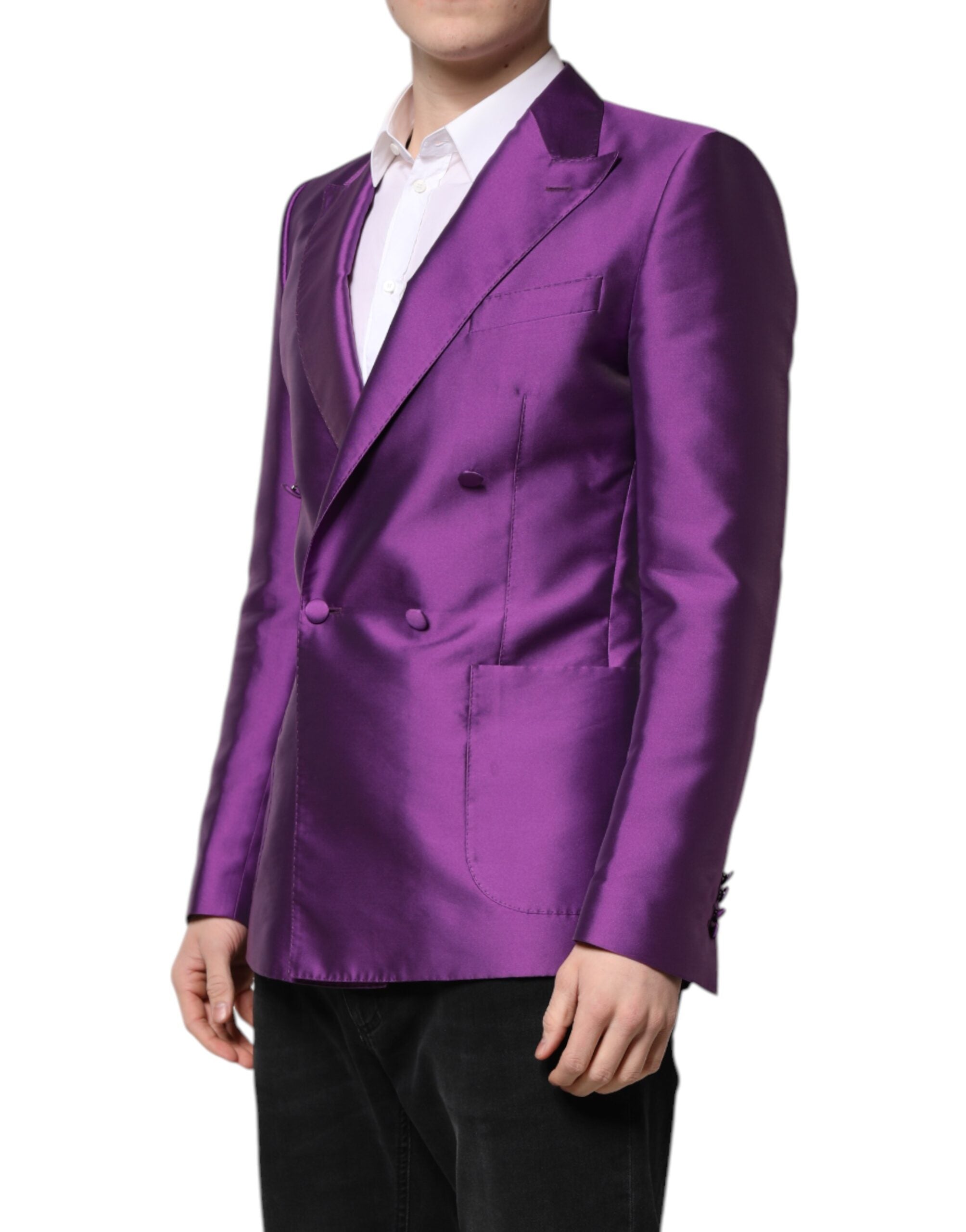 Dolce &amp; Gabbana Purple Double Breasted Men Suit Coat Blazer