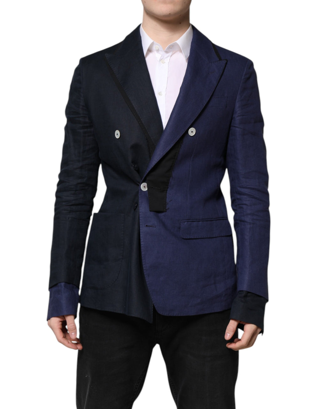 Dolce &amp; Gabbana Navy Blue Double Breasted Suit Coat Blazer
