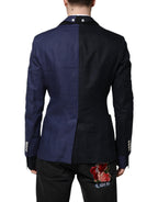 Dolce &amp; Gabbana Navy Blue Double Breasted Suit Coat Blazer