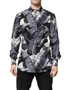 Dolce &amp; Gabbana Multicolor GOLD Cotton Banana Leaf Print Shirt