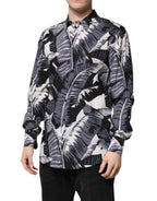 Dolce &amp; Gabbana Multicolor GOLD Cotton Banana Leaf Print Shirt