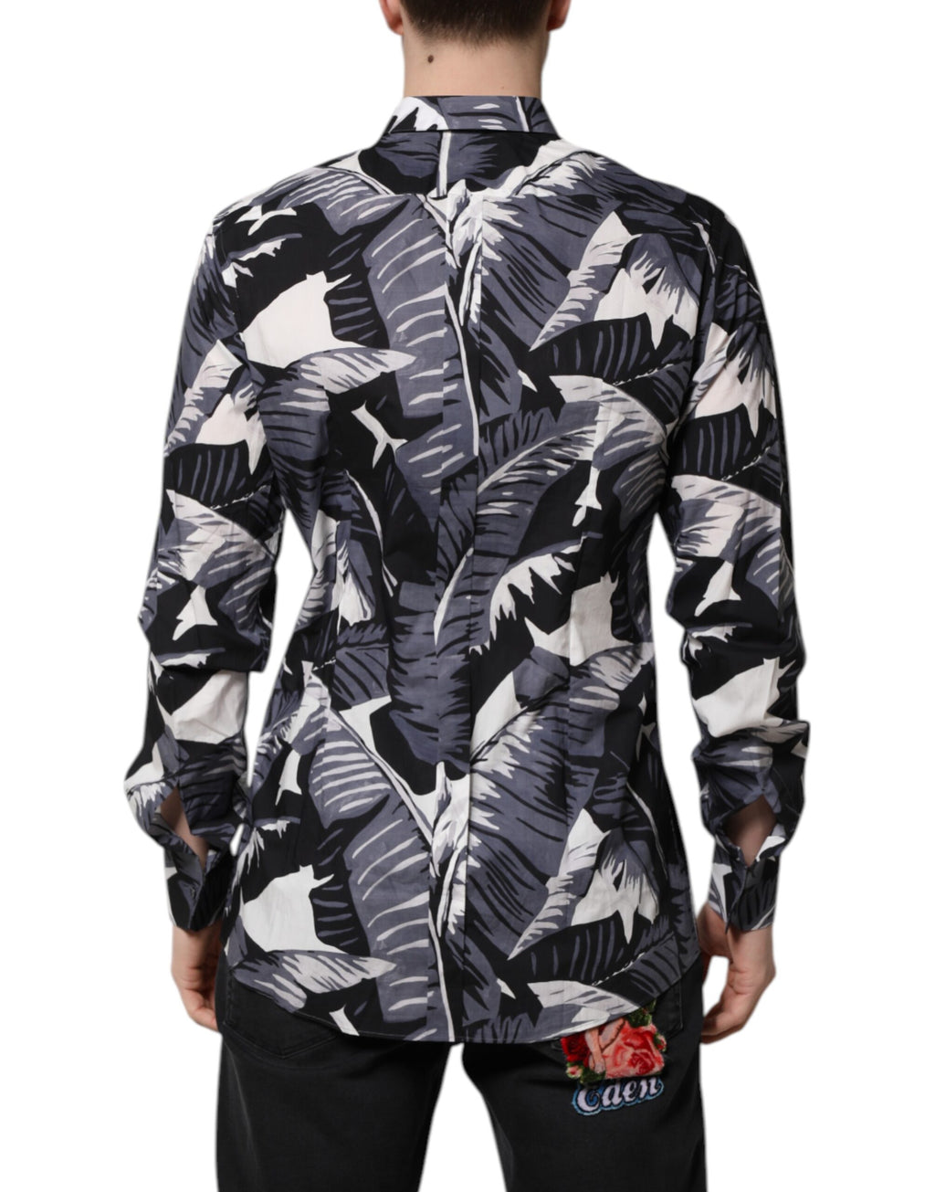 Dolce &amp; Gabbana Multicolor GOLD Cotton Banana Leaf Print Shirt