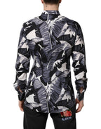 Dolce &amp; Gabbana Multicolor GOLD Cotton Banana Leaf Print Shirt