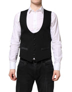 Dolce &amp; Gabbana Black Wool Waistcoat Dress Formal Vest