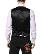 Dolce &amp; Gabbana Black Wool Waistcoat Dress Formal Vest