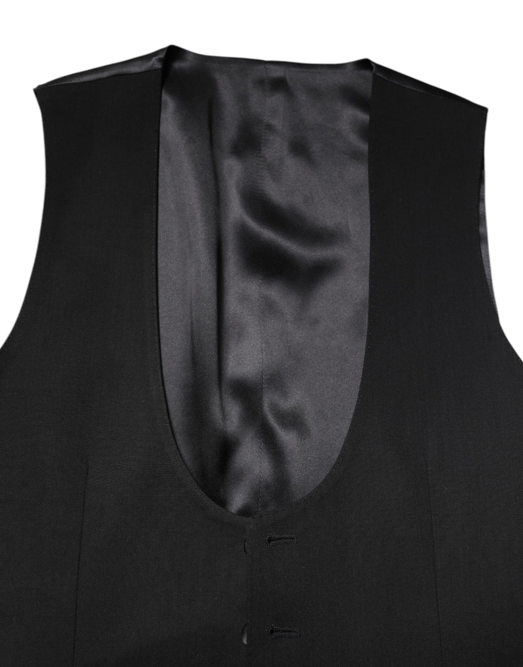 Dolce &amp; Gabbana Black Wool Waistcoat Dress Formal Vest