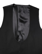 Dolce &amp; Gabbana Black Wool Waistcoat Dress Formal Vest