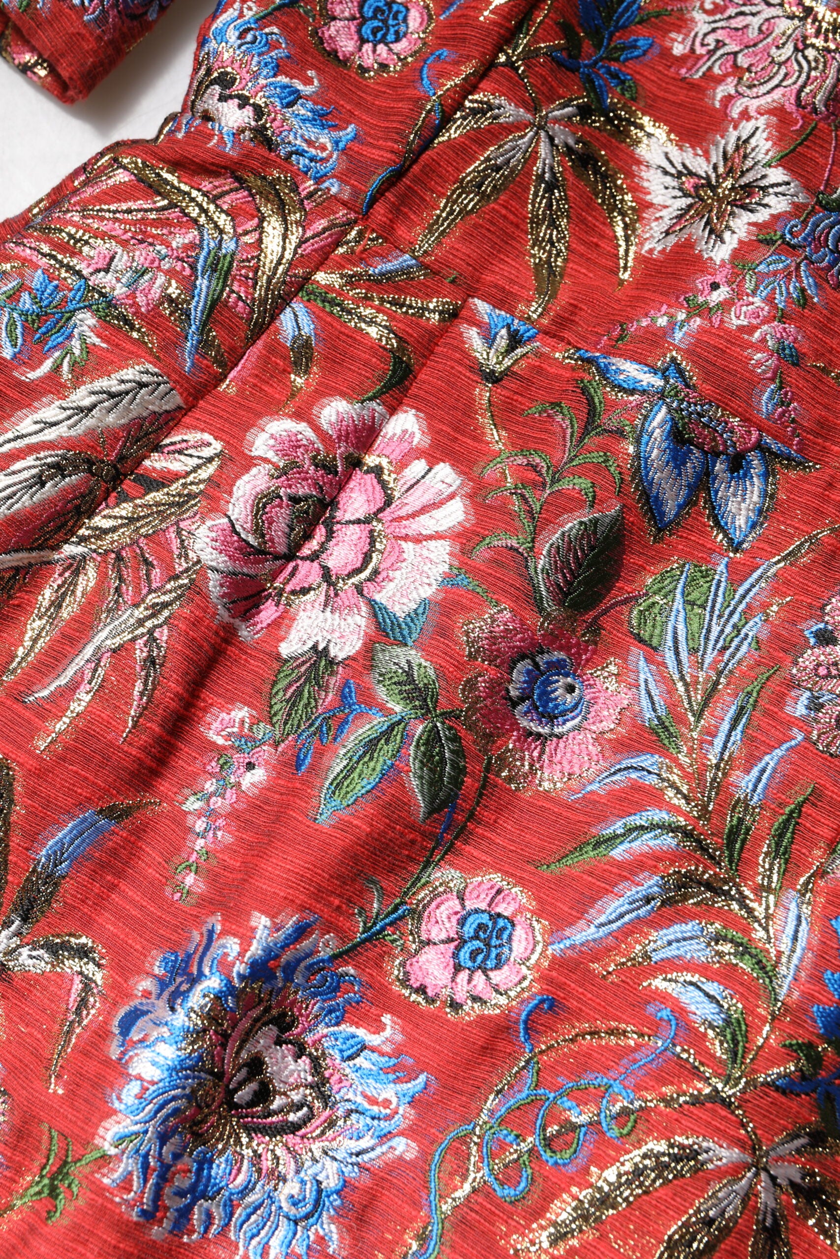Dolce &amp; Gabbana Red Floral Jacquard A-line Mini Dress