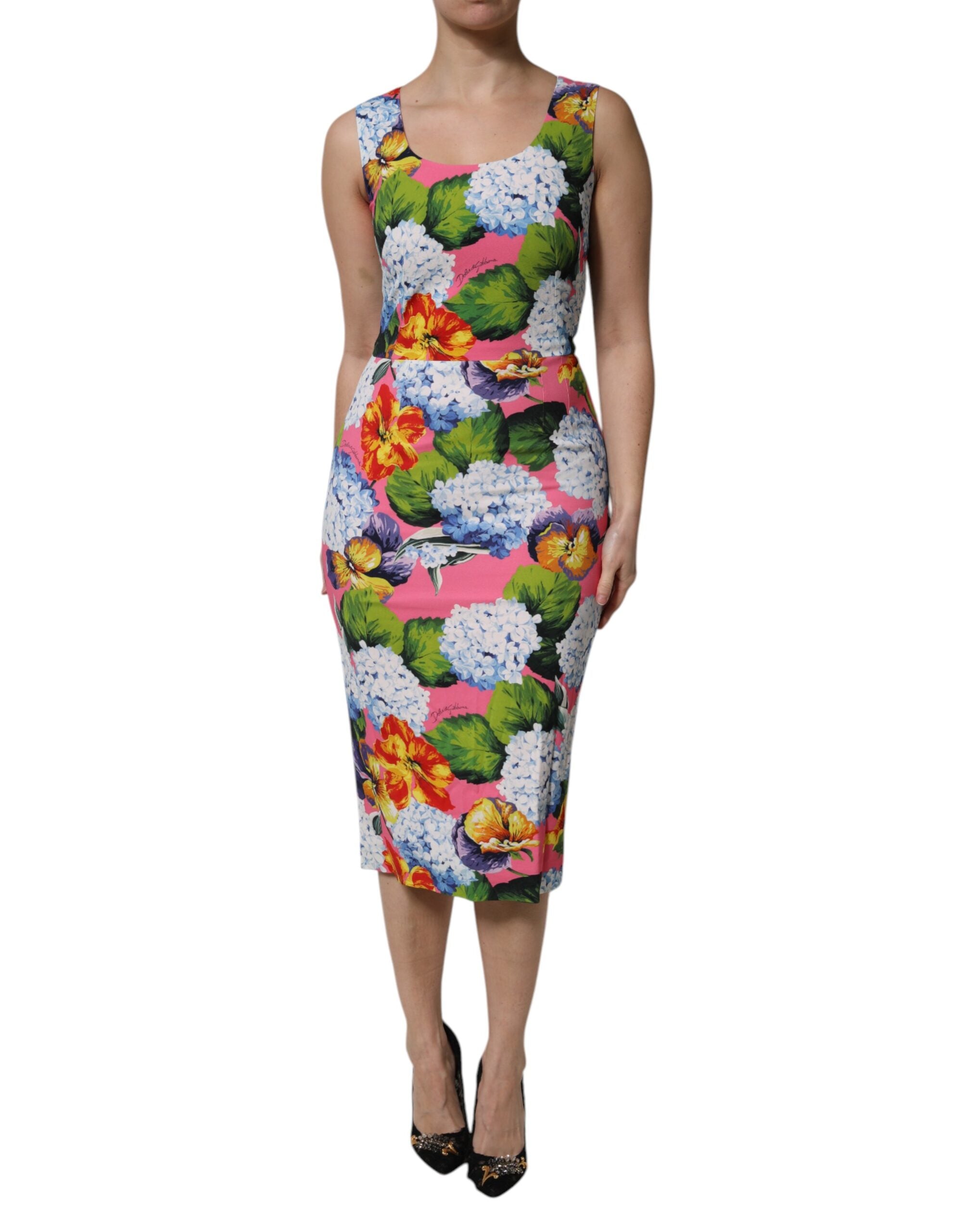 Dolce &amp; Gabbana Multicolor Floral Sleeveless Sheath Dress