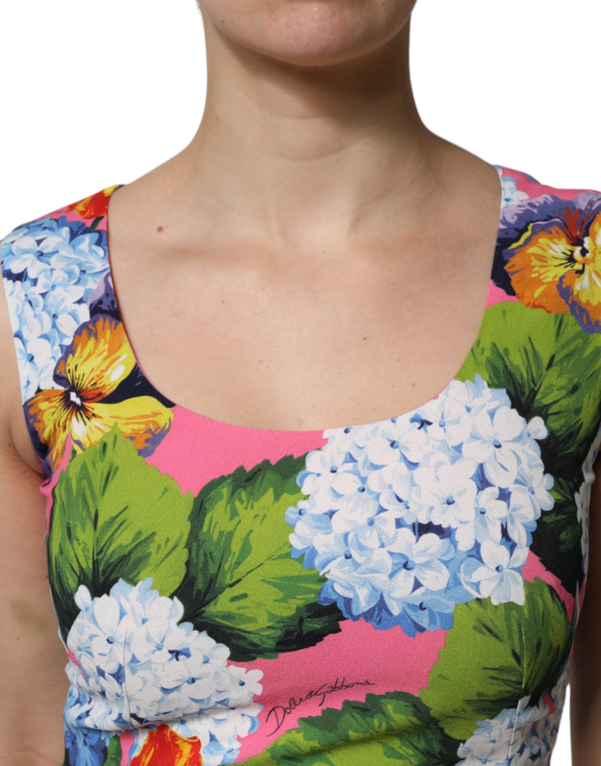 Dolce &amp; Gabbana Multicolor Floral Sleeveless Sheath Dress