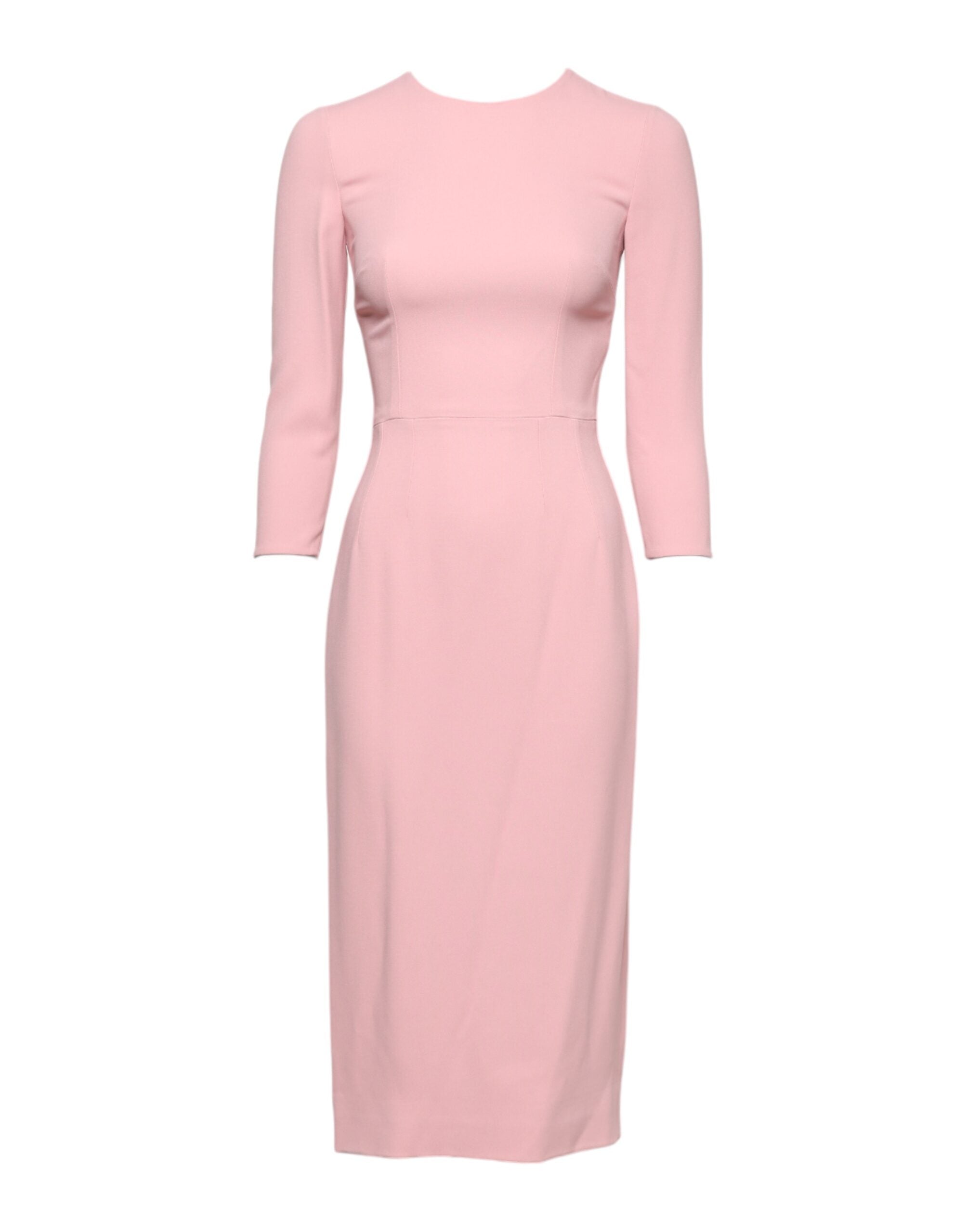 Dolce &amp; Gabbana Pink Viscose 3/4 Sleeves Sheath Midi Dress