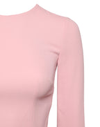 Dolce &amp; Gabbana Pink Viscose 3/4 Sleeves Sheath Midi Dress