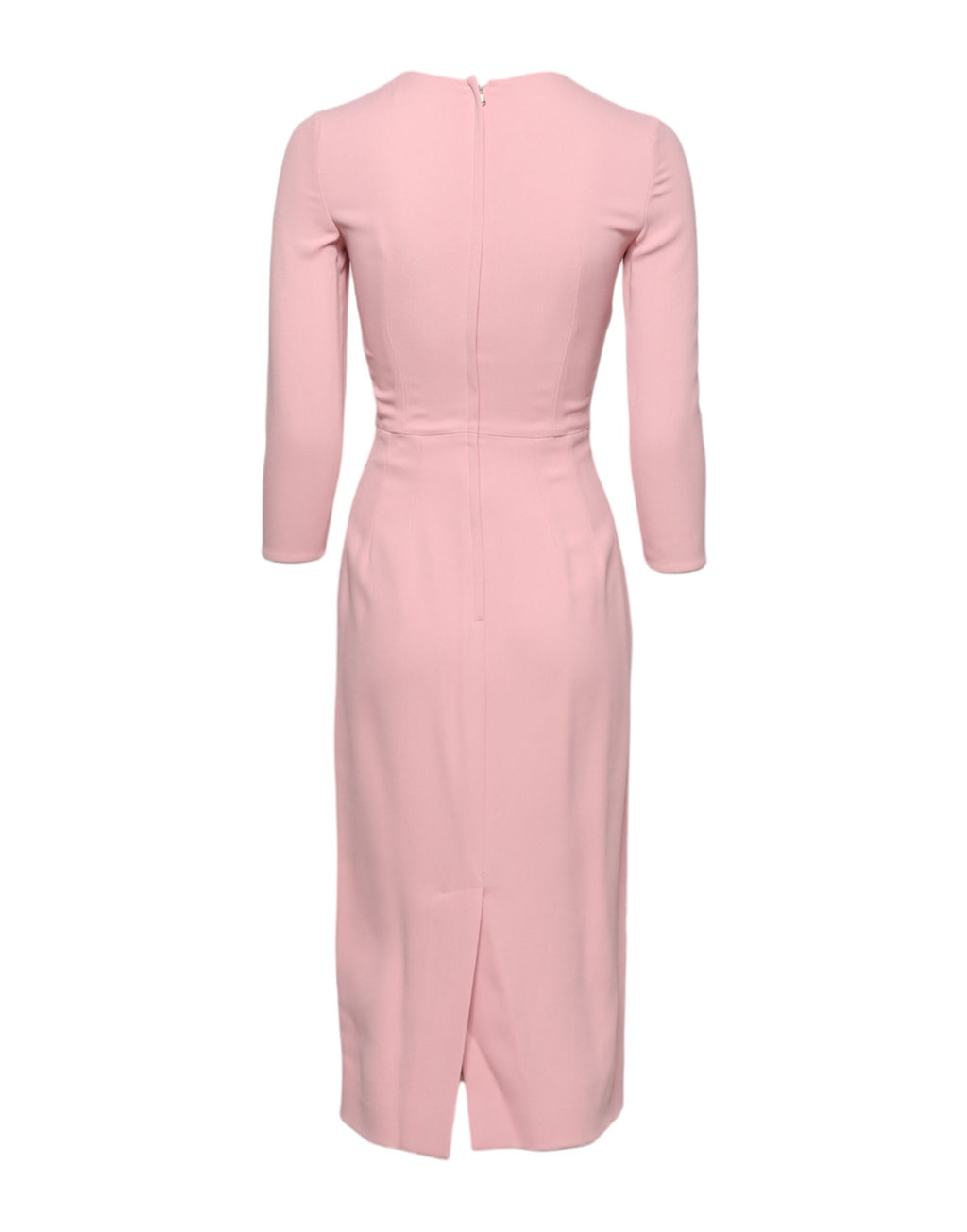 Dolce &amp; Gabbana Pink Viscose 3/4 Sleeves Sheath Midi Dress