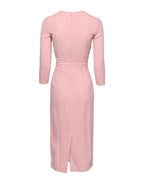 Dolce &amp; Gabbana Pink Viscose 3/4 Sleeves Sheath Midi Dress