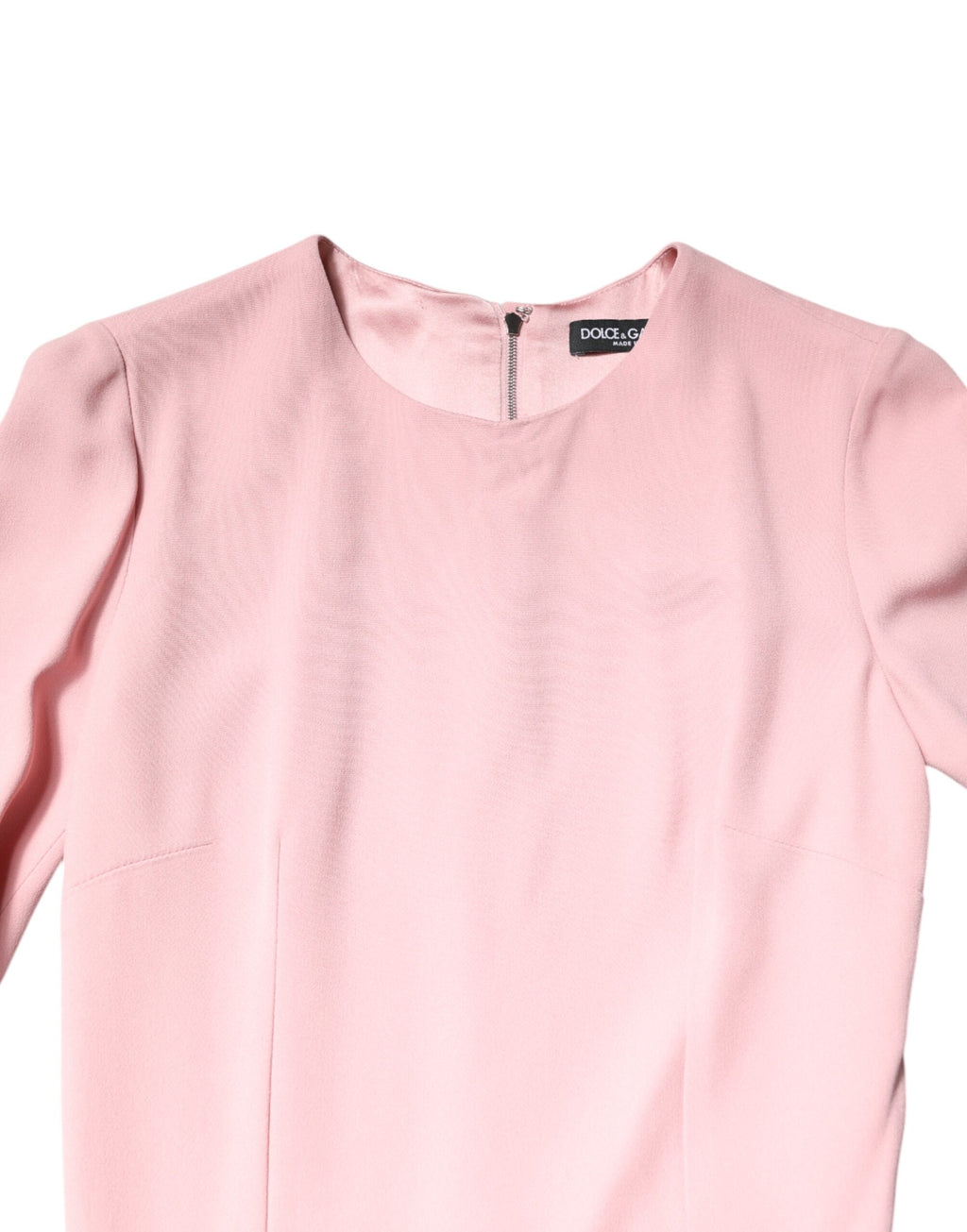 Dolce &amp; Gabbana Pink Viscose 3/4 Sleeves Sheath Midi Dress