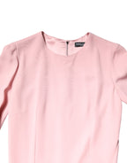 Dolce &amp; Gabbana Pink Viscose 3/4 Sleeves Sheath Midi Dress