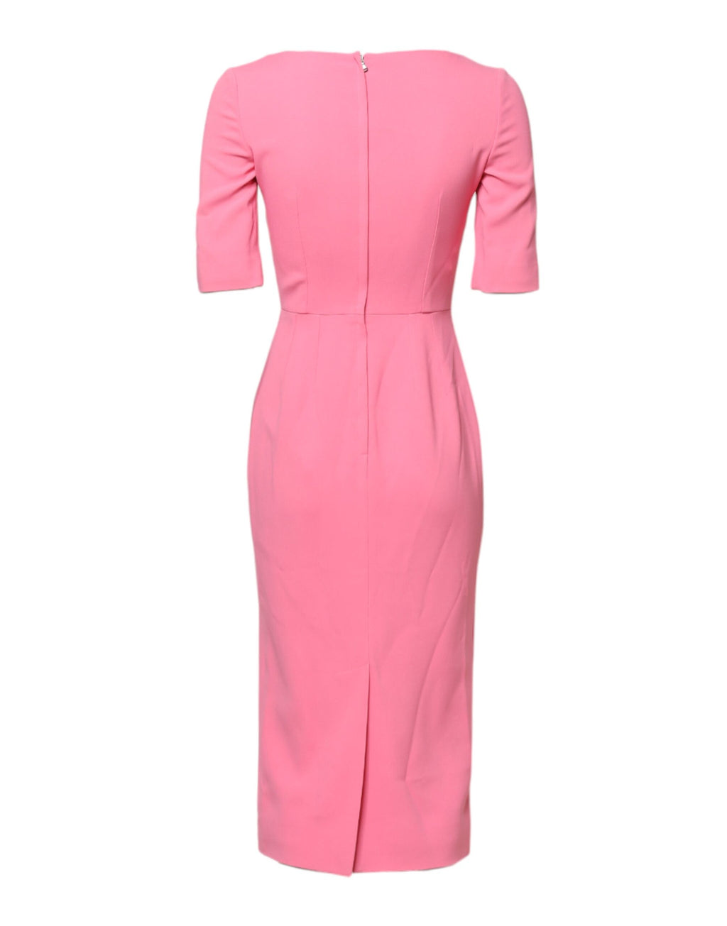 Dolce &amp; Gabbana Pink Viscose Short Sleeve Sheath Midi Dress