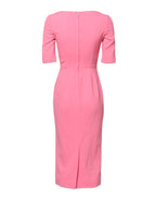 Dolce &amp; Gabbana Pink Viscose Short Sleeve Sheath Midi Dress
