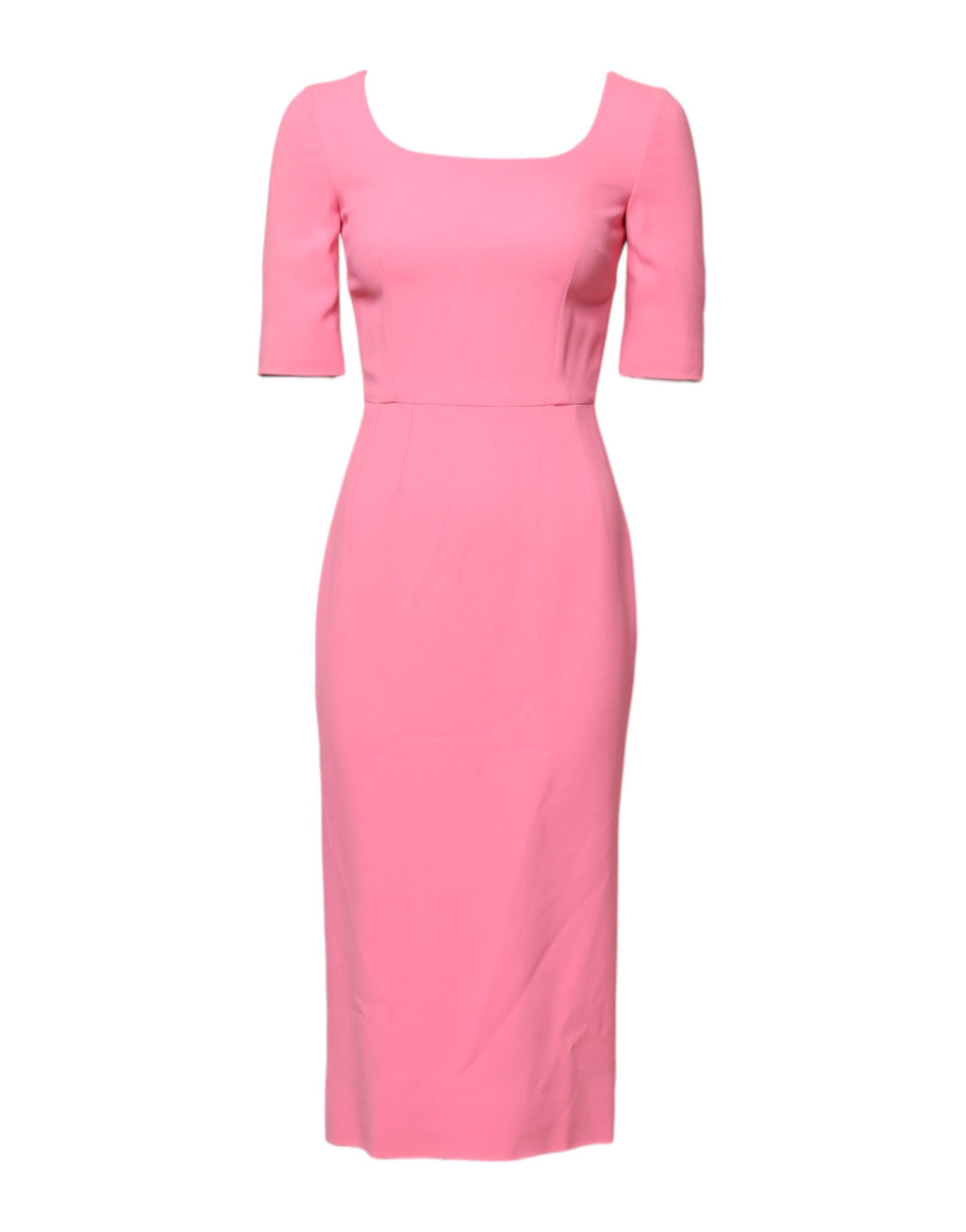 Dolce &amp; Gabbana Pink Viscose Short Sleeve Sheath Midi Dress