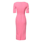 Dolce &amp; Gabbana Pink Viscose Short Sleeve Sheath Midi Dress