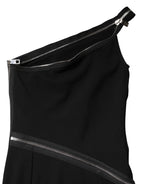 Dolce &amp; Gabbana Black Viscose One Shoulder Zipper Sheath Dress