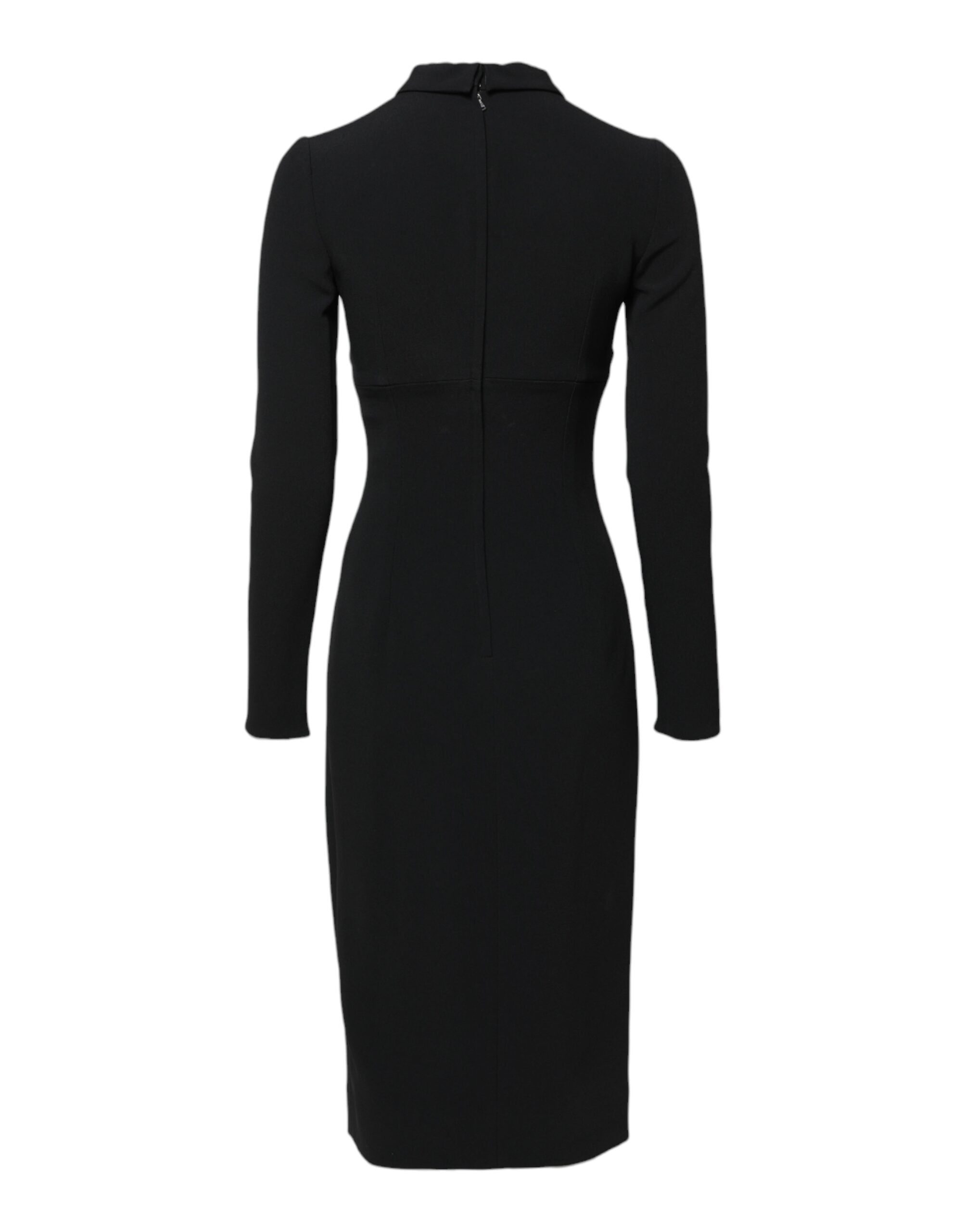 Dolce &amp; Gabbana Black Long Sleeves Bodycon Sheath Midi Dress