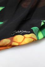 Dolce &amp; Gabbana Black Pineapple Print Silk Wrap Mini Dress