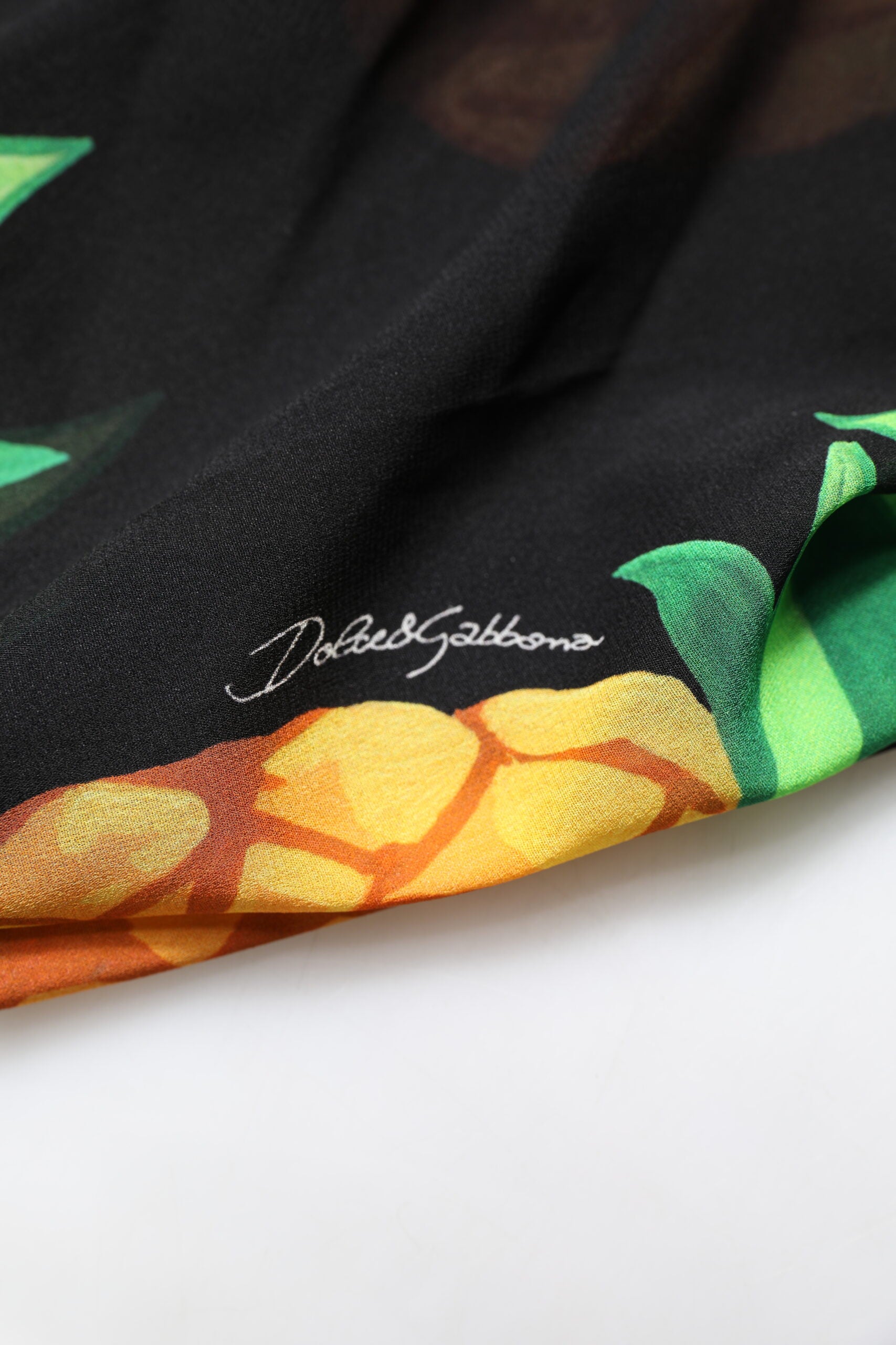 Dolce &amp; Gabbana Black Pineapple Print Silk Wrap Mini Dress