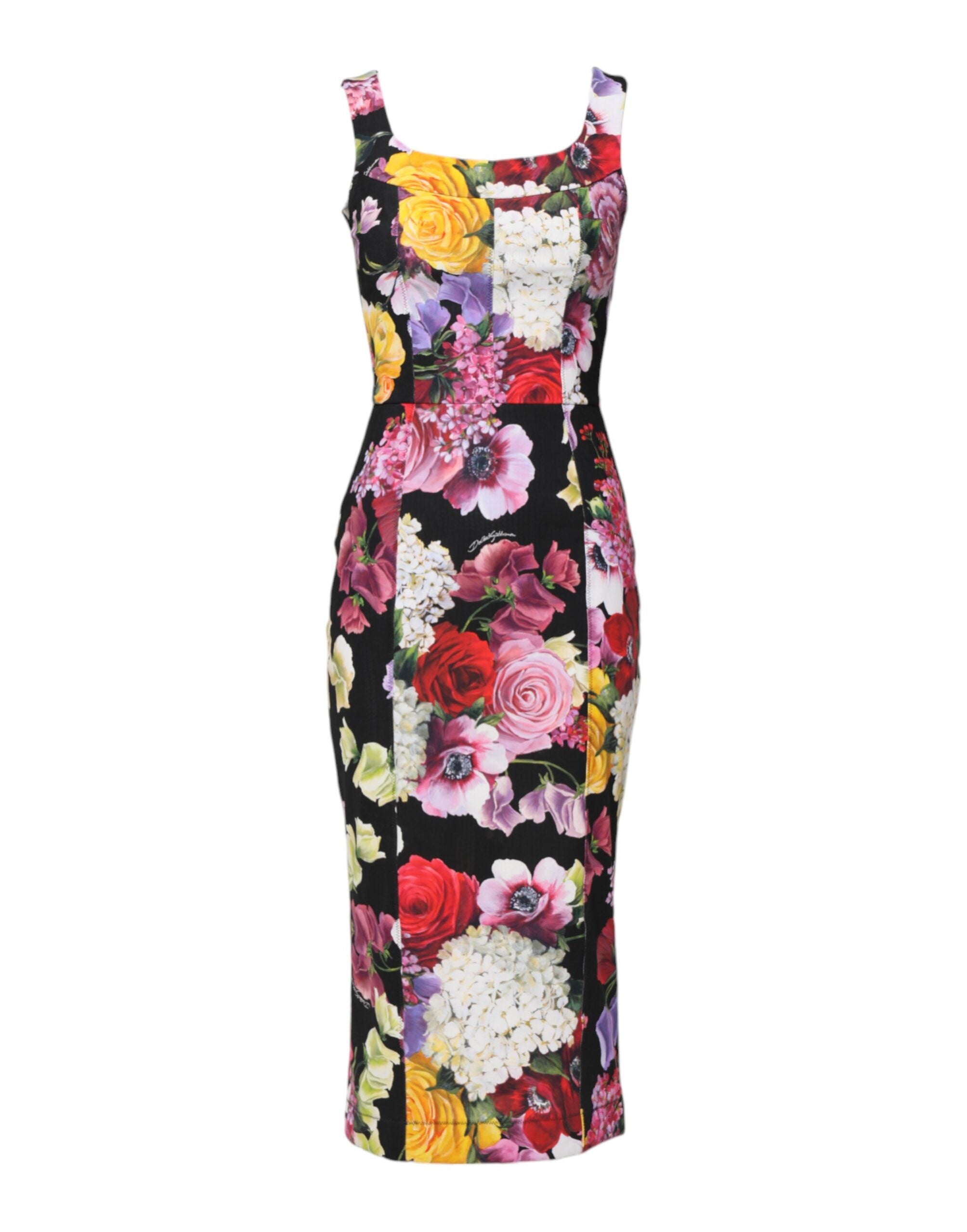 Dolce &amp; Gabbana Multicolor Hydrangea Patchwork Sheath Dress