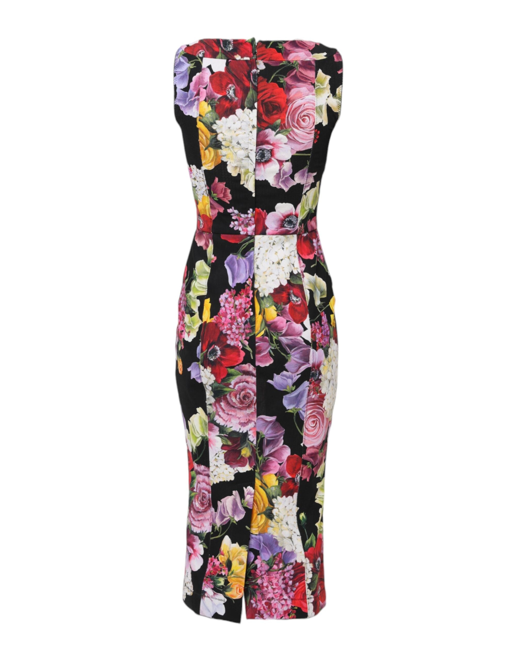 Dolce &amp; Gabbana Multicolor Hydrangea Patchwork Sheath Dress