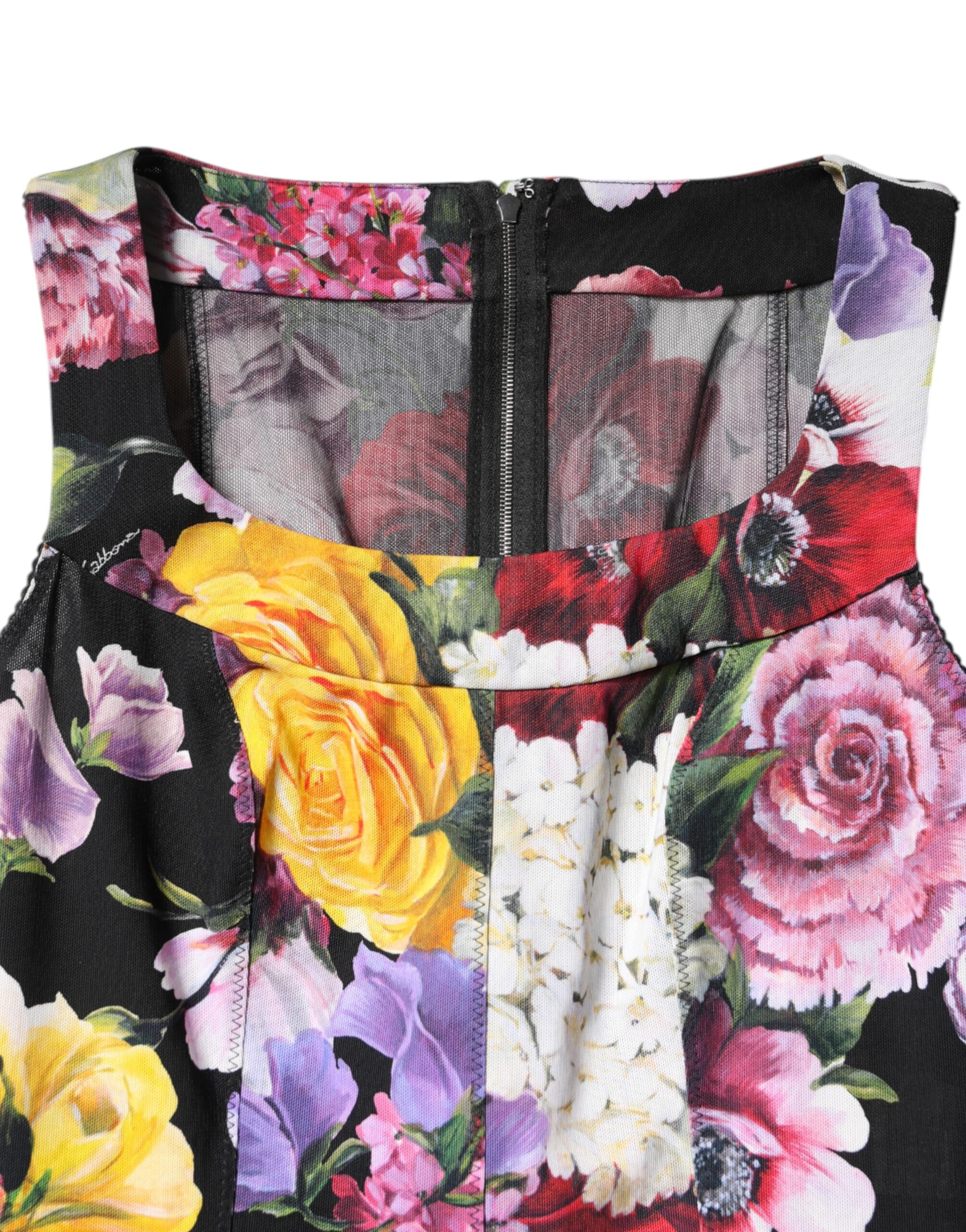 Dolce &amp; Gabbana Multicolor Hydrangea Patchwork Sheath Dress