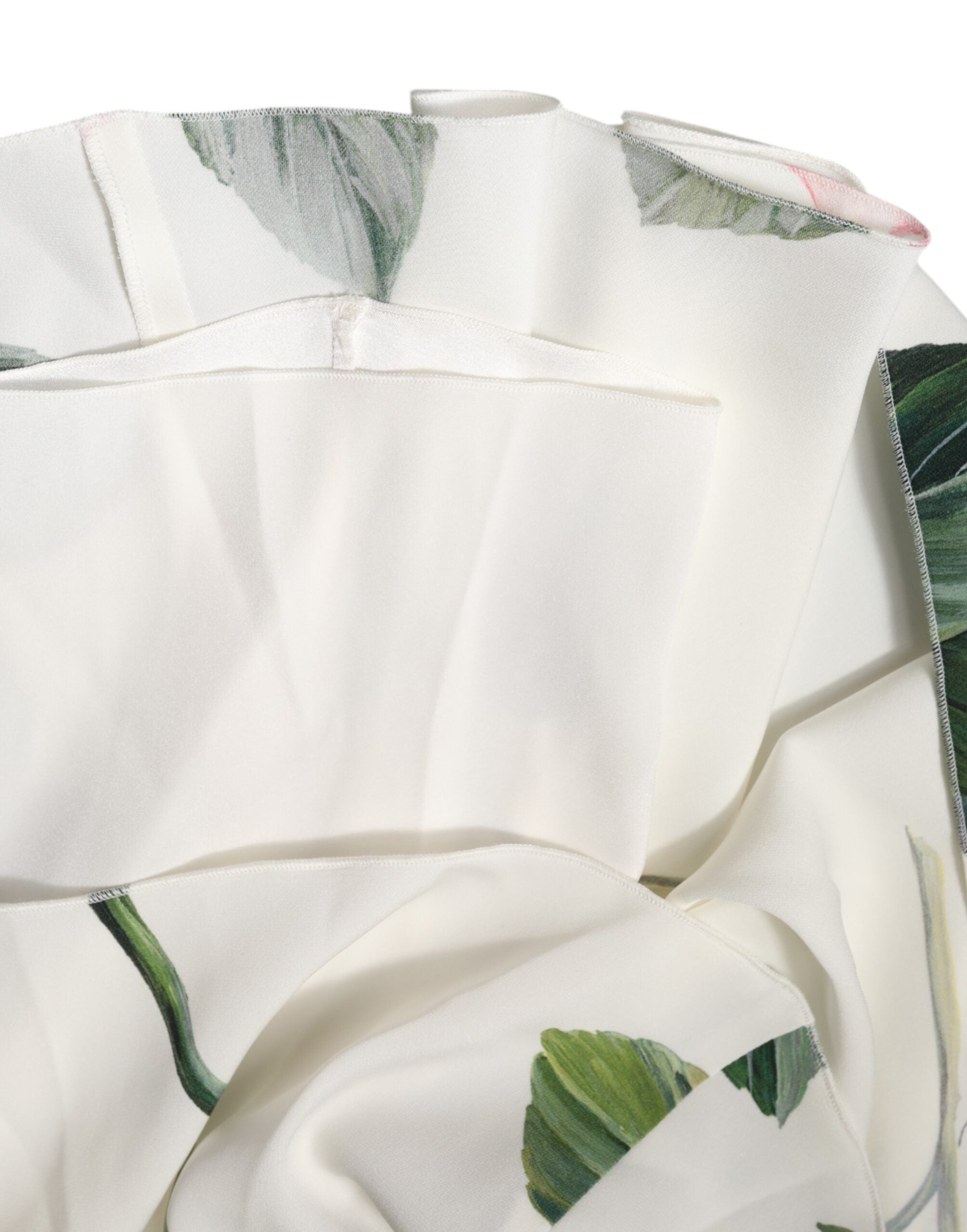 Dolce &amp; Gabbana White Floral One Shoulder Sheath Midi Dress