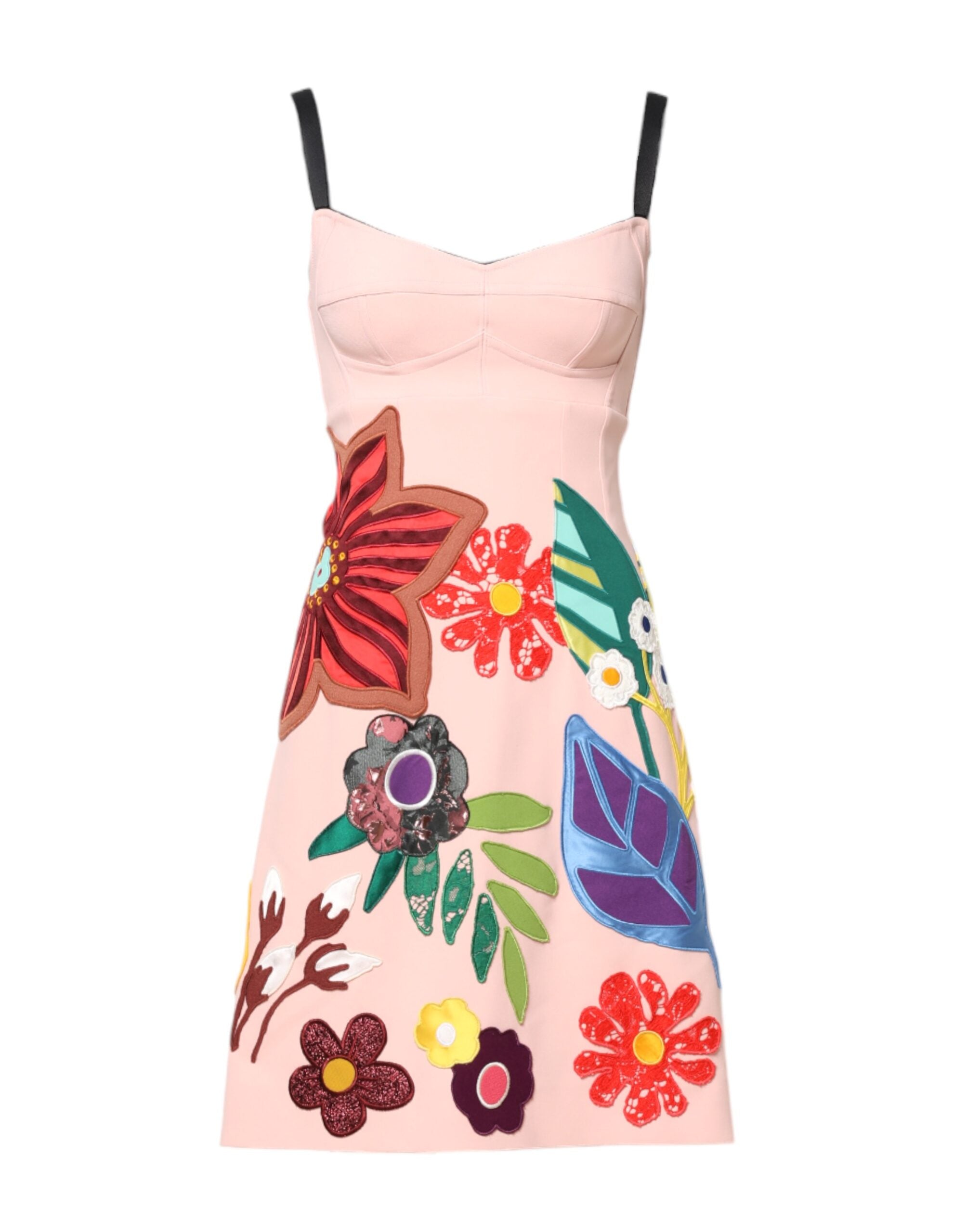 Dolce &amp; Gabbana Pink Floral Print Spaghetti Strap Mini Dress