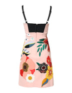 Dolce &amp; Gabbana Pink Floral Print Spaghetti Strap Mini Dress