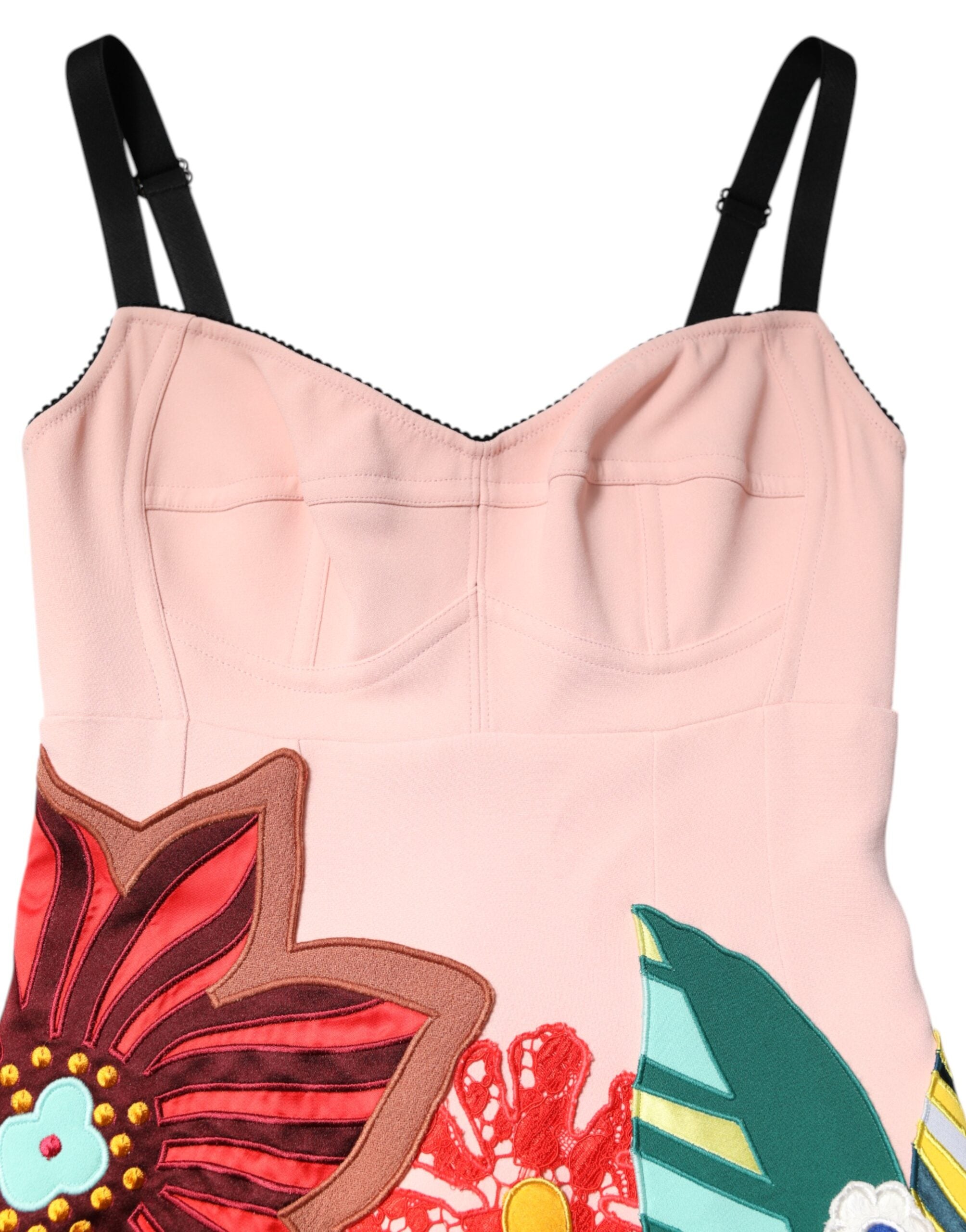 Dolce &amp; Gabbana Pink Floral Print Spaghetti Strap Mini Dress