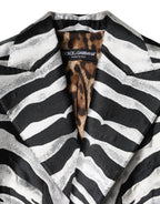 Dolce & Gabbana Black White Polyester Women Blazer Jacket