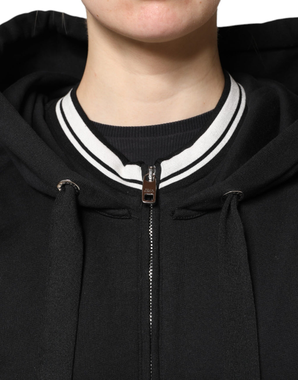 Dolce &amp; Gabbana Black Cotton Hooded Full Zip Sweatshirt Sweater