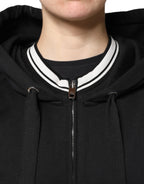 Dolce &amp; Gabbana Black Cotton Hooded Full Zip Sweatshirt Sweater