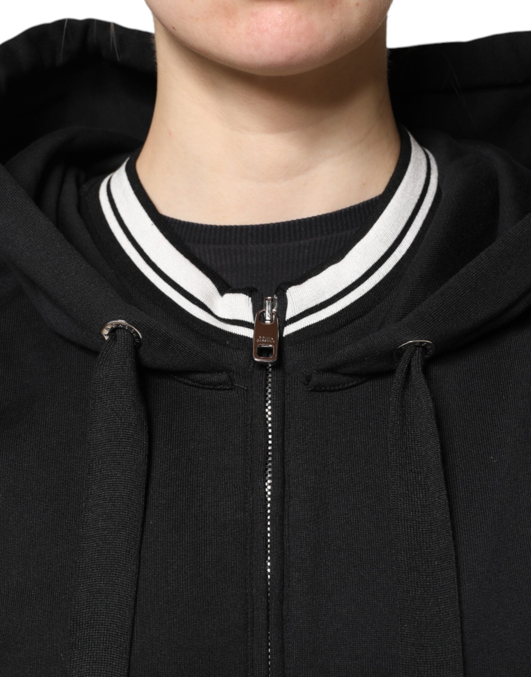 Dolce &amp; Gabbana Black Cotton Hooded Full Zip Sweatshirt Sweater