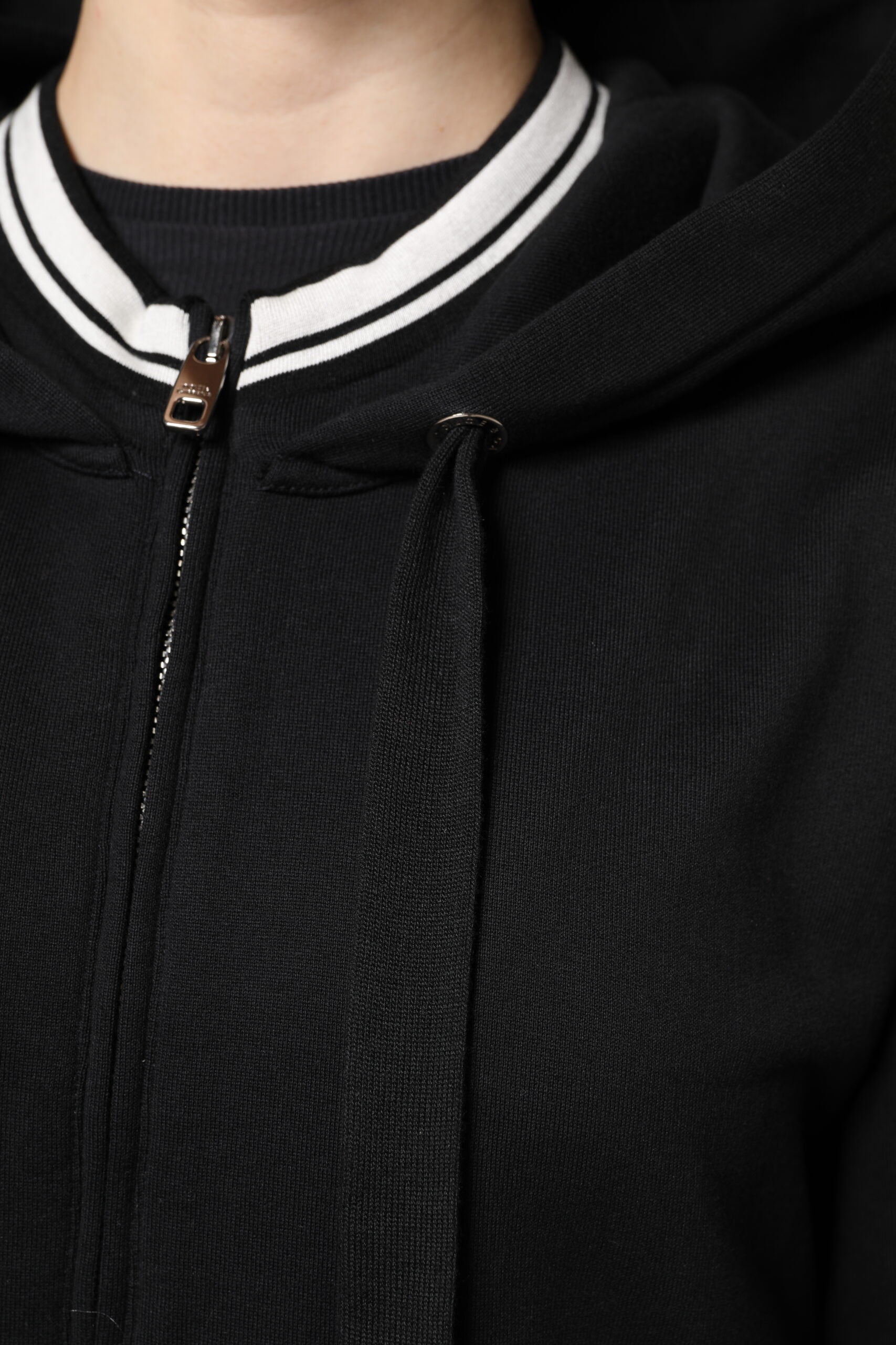 Dolce &amp; Gabbana Black Cotton Hooded Full Zip Sweatshirt Sweater